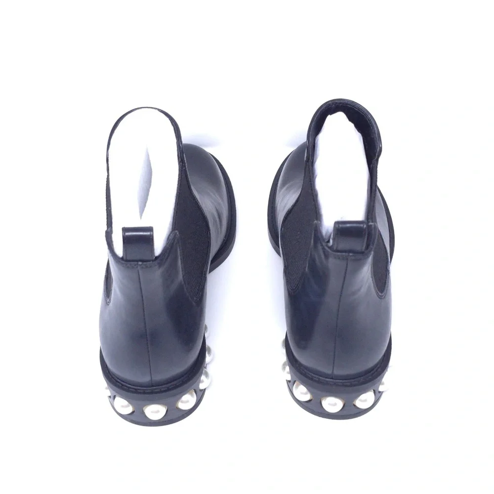 On 34th Jeovana Chelsea Ankle Boots Black Pearl Heel 5.5M - Picture 9 of 11